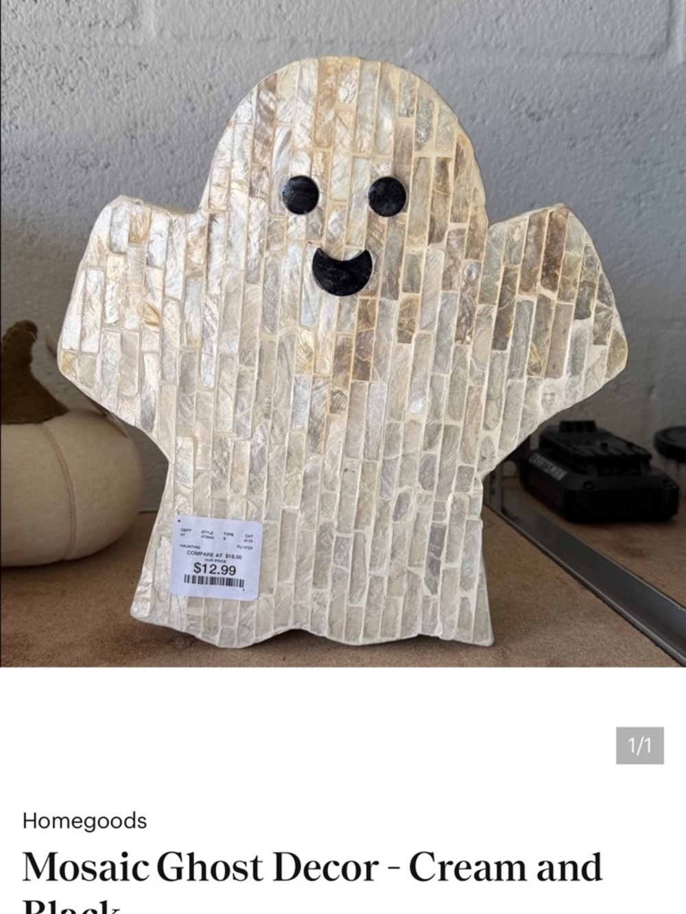 Mosaic Ghost Decor - Cream and Black
